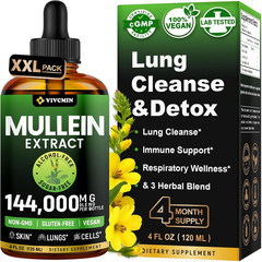 Mullein Drops for Lungs – USDA Organic Liquid – Mullein Leaf Extract 4 fl oz