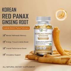 Korean Panax Ginseng 1600mg 120 Capsules – Extra Strength NON-GMO & Gluten-Free