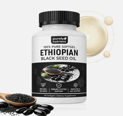 Ethiopian Black Seed Oil Softgels |4.64% Thymoquinone |Gluten-Free, 60 Capsules+