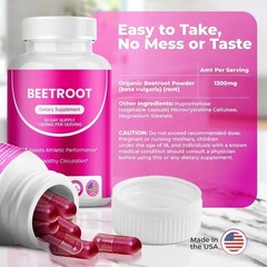 Rosabella Organic Beet Root 120 Capsules Natural Energy.Boost Blood Pressure
