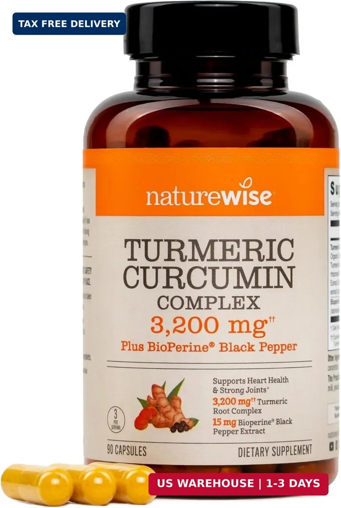 NatureWise Turmeric Curcumin Complex 3200 mg with BioPerine for Absorption – Tur
