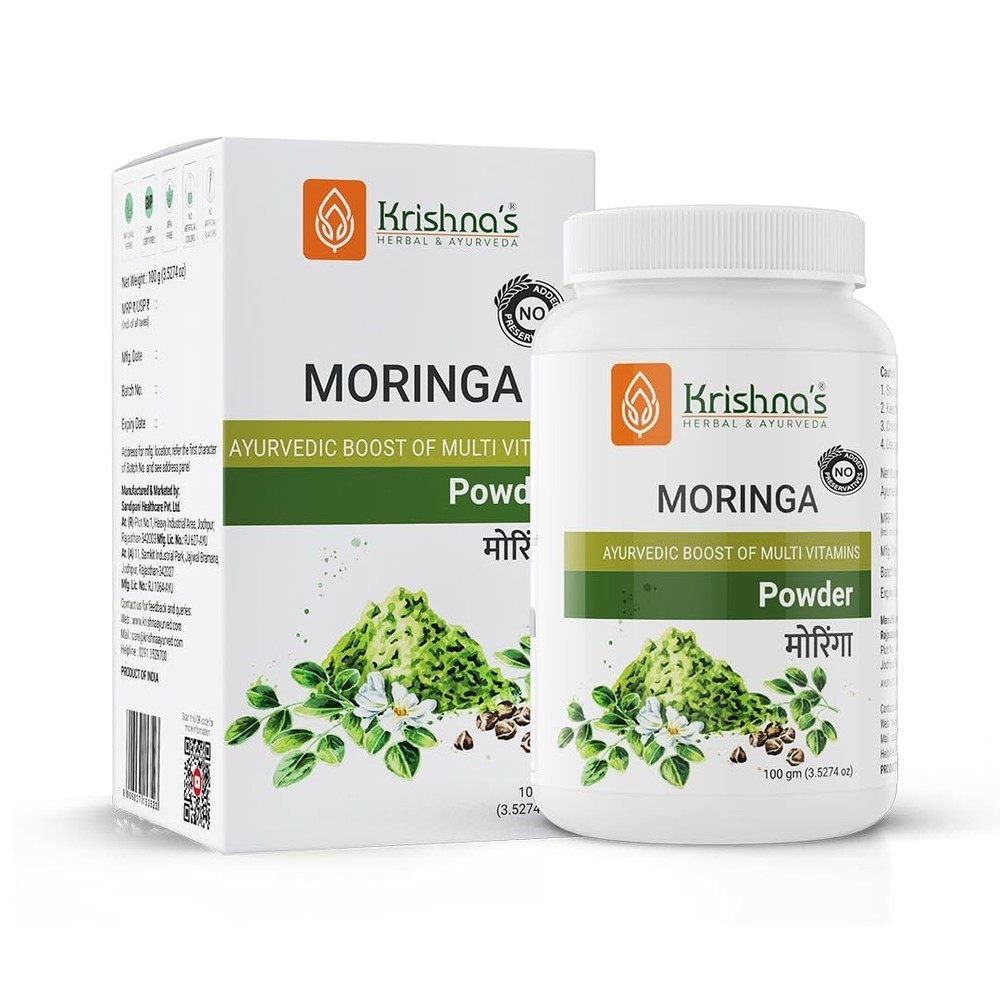 Krishna’s Herbal & Ayurveda Pure Moringa Leaf Powder 100g Ayurvedic Wellness