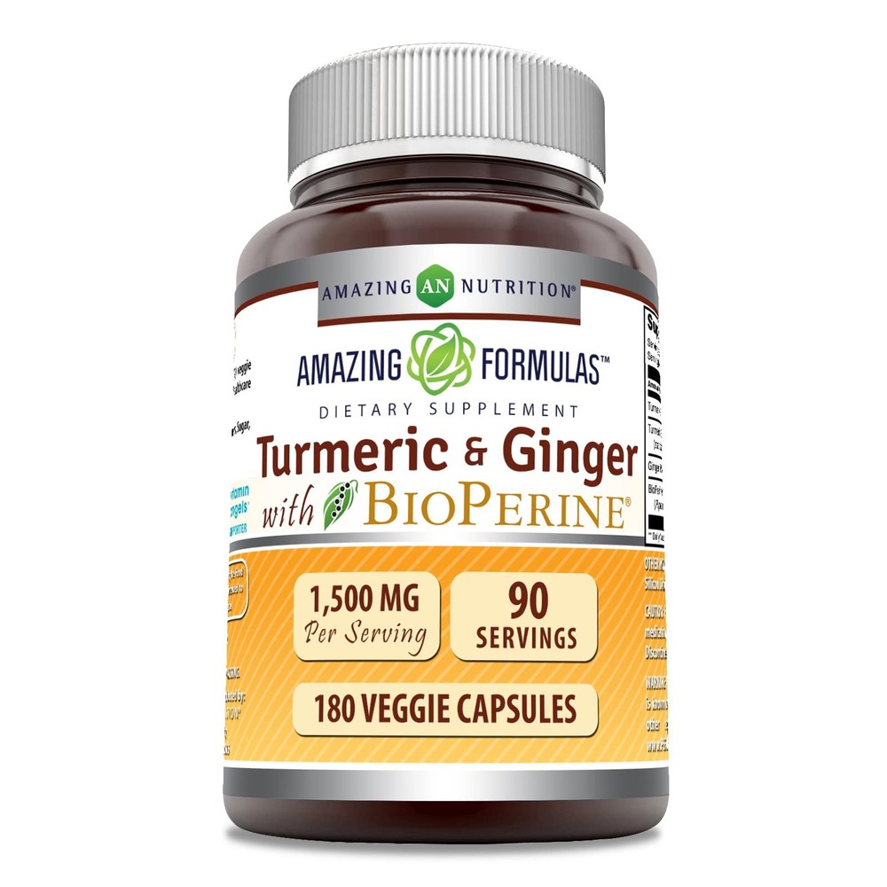 Amazing Formulas Turmeric Curcumin & Ginger with 180 Count (Pack of 1)