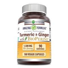 Amazing Formulas Turmeric Curcumin & Ginger with 180 Count (Pack of 1)