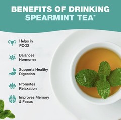 Pure Perk Spearmint Tea- 40 Tea Bags Premium Spearmint Leaf Herbal Tea For PCOS