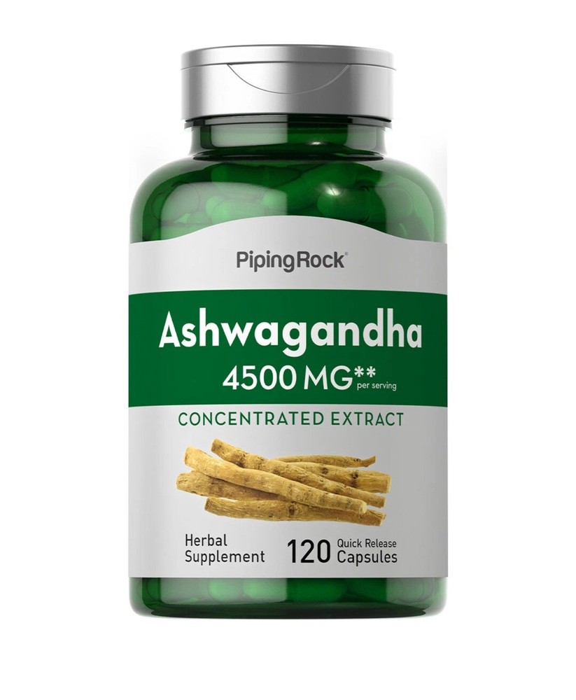 Ashwagandha Capsules 4500mg | 120 Count | With Black Pepper | by Piping Rock