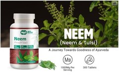 Neem Tulsi Tablets, 300 Pills, 150 Servings. Equal Ratio of Neem & Tulsi