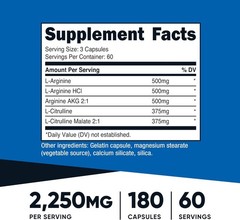 Nutricost Nitric Oxide Booster 2250mg, 180 Capsules – 750mg