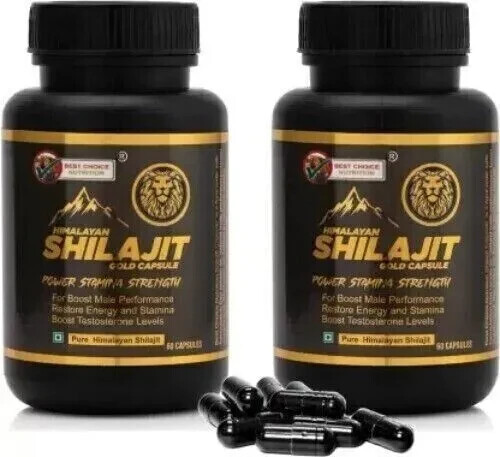 Himalayan Pure Shilajit 60 cap Naturally Fulvic. Acid IMPROVES VIGOR(PACK OF 2)