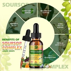 Soursop Graviola Extract Liquid Drop with Sea Moss Black Pepper Burdock Root