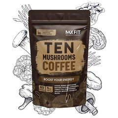 Mushroom Coffee Organic (60 Servings) 10 Mushrooms (Lion’S Mane, Cordyceps, T…