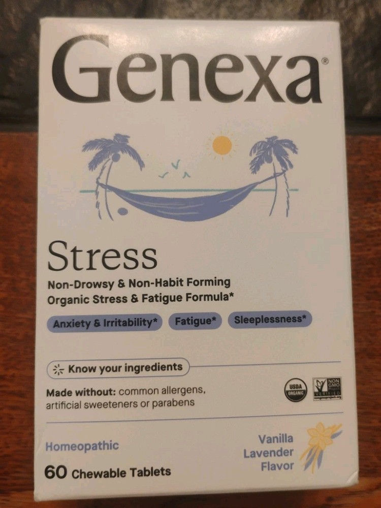 Genexa Stress for Adults | Anxiety Relief & Fatigue 60 Count NEW exp. 04/28