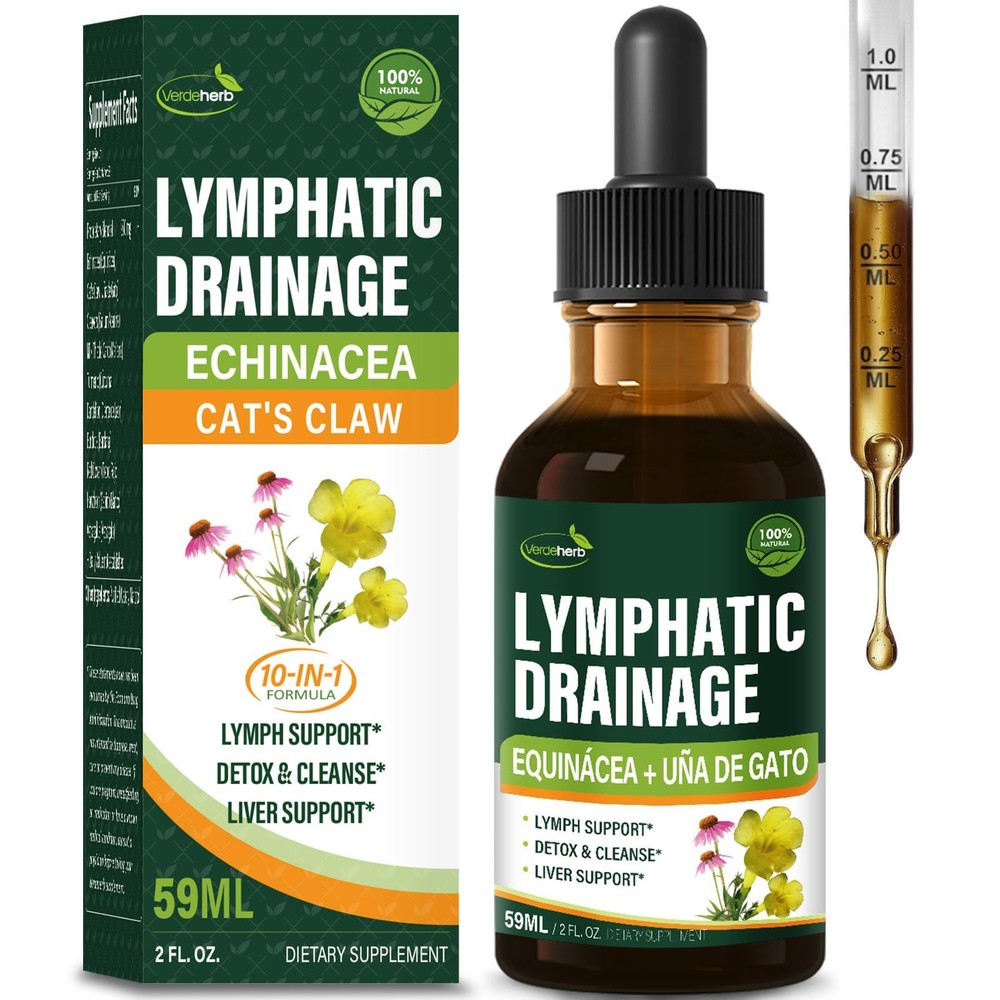 Verdeherb Cleavers Lymphatic Detox Drops Echinacea Turmeric 2oz Immune