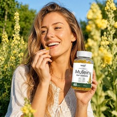 2 Bottles Mullein Gummies for Lung Cleanse, 2000mg Organic Mullein Leaf Extract