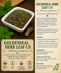 Goldenseal Herb Leaf C/S (Hydrastis canadensis) Premium Cut & Sifted Herbal Leaf