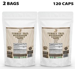 Turkey Tail Mushroom 50% Poly Extract Powder 120 Veggie Capsules Organic Non GMO