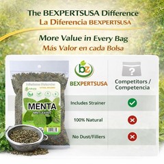 Menta seca (hojas de menta seca) 4 onzas |% 100 natural, sin OMG, sin gluten, me