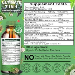 Soursop Drops,Soursop Bitters Liquid with Sea Moss Black Seed Oil Green Tea Extr