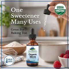 Pure Mountain USDA Organic Liquid Stevia Kosher Sugar Substitute 1oz Bottle