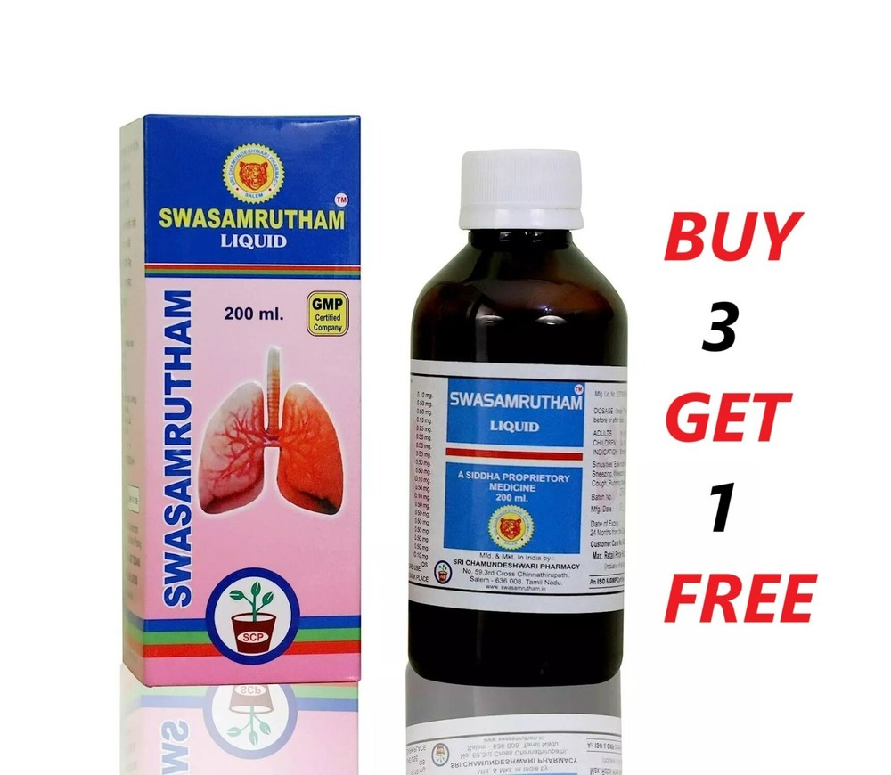 Swasamrutham Liquid Syrup 200ml Ayurvedic Clear Chest BUY 3 GET 1 FREE