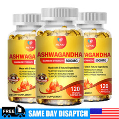 Organic Ashwagandha 360 Capsules Supplement With Black Pepper Root Powder