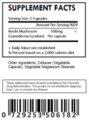 Reishi Red Mushroom Capsules (Ganoderma Lucidum) Free Shipping