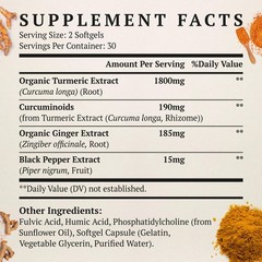 Liposomal Turmeric Curcumin Supplement 2000mg, 95% Curcuminoid Extract