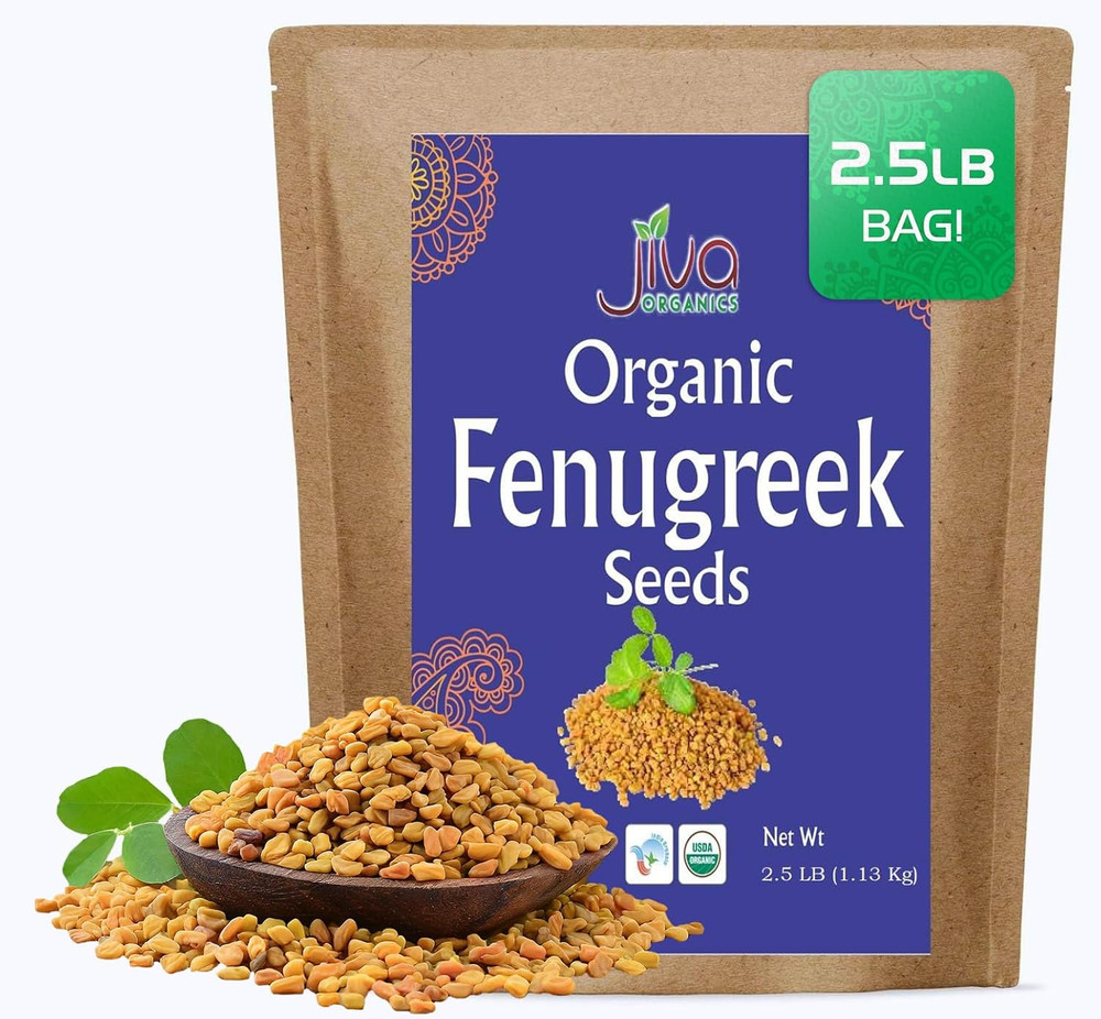 Jiva Organic Fenugreek Seeds 2.5 LB Bulk – as Seen on Tik Tok – Whole Methi Seed
