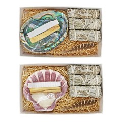 White Sage Cleansing Smudge Kit Gift Set, Palo Santo, Shell, Feather & Selenite