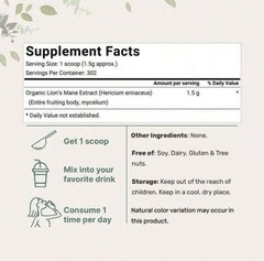 ORIGINAL Micro inggredients Organic Lion’s Mane Powder 1 lb (454 g) EXP. 08/2026
