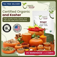 Organic Way Premium Dried Ginger Root Cut & Sifted (Zingiber officinale) – Organ