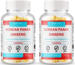 Korean Red Panax Ginseng 1600mg Extra Strength Highest Potency – 240 Capsules –