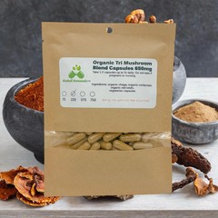 Organic Tri Mushroom Blend, Cordyceps Chaga and Reishi Mushrooms 500mg and