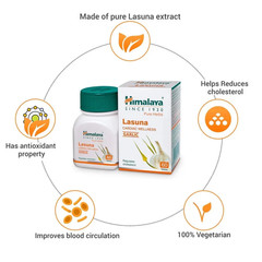 Himalaya LASUNA GARLIC Natural For Cardiac Wellness 60 Tablets With Free Ship