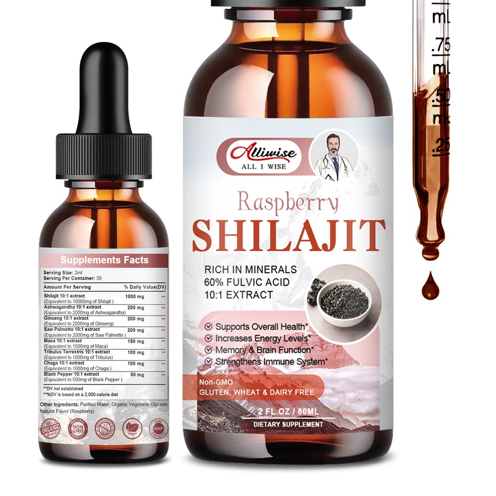 60ML Organic 1000mg Himalayan Shilajit Supplement Extremely Potent,Fulvic Acid