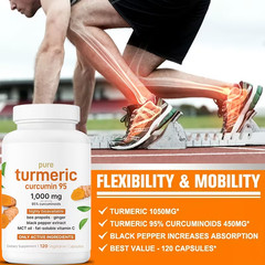 120 Capsules Turmeric Curcumin 1000mg Herbal Extract with BioPerine Men & Women