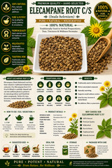 Elecampane Root C/S Inula helenium Cut & Sifted Herbal Tea Premium Root | USA