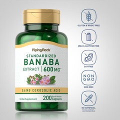 Banaba Leaf Extract | 600mg | 200 Capsules | Non-GMO | by Piping Rock