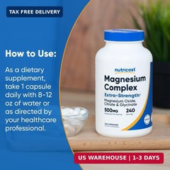 Magnesium Complex Extra Strength 500mg, 240 Capsules, Gluten Free | Ma