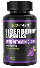 ECO-TASTE Elderberry Capsules with Zinc & Vitamin C – 120 Count (Pack of 1)