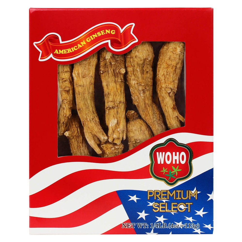 WOHO Cultivated American Ginseng 1294 Half Short Jumbo 4 oz Box