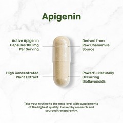 Apigenin, 100mg Per Serving, 240 Capsules – Raw Plant Extract from Chamomile…