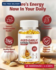 Odorless Aged Garlic Extract 500mg – 300 Softgels, 2 Year Aged Garlic Supplement