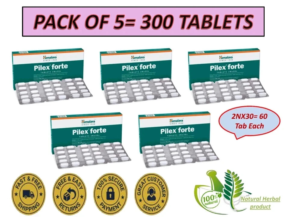 Himalaya Pilex Forte Tablets – 5 Boxes | Herbal Piles Support | Exp 07/2027