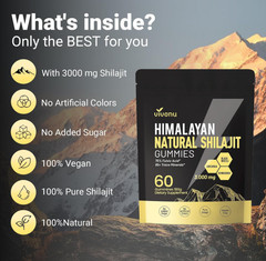 VivoNu Himalayan Shilajit Gummies 3000mg, Ashwagandha, Fulvic Acid, 60 Count