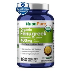 Cápsulas de Polvo de Fenogreco 30:1 Extracto 400mg Eqv 12000 mg/porción | 180 ct