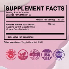 Pueraria Mirifica Capsules 5000mg – Natural Breast Enlargement, Bust Firming