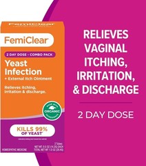 FemiClear Homeopathic 2 Day Dose Combo Yeast Infection External Itch Exp 2/2028
