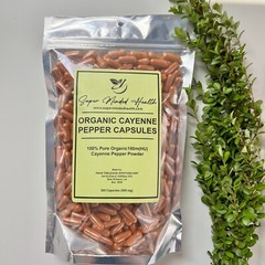 500 Organic Cayenne Pepper Powder Capsules 180,000 HU Capsicum Annuum