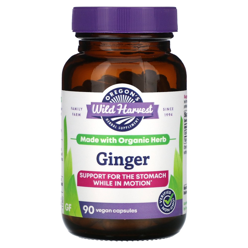 Oregon s Wild Harvest Ginger 90 Veggie Caps Dairy-Free, Gluten-Free, Organic,